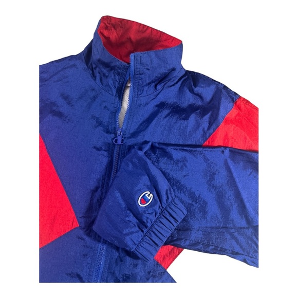 Champion Vintage Unisex Windbreaker 90"s Style Full Zip Blue/Red/White Small - Picture 1 of 6